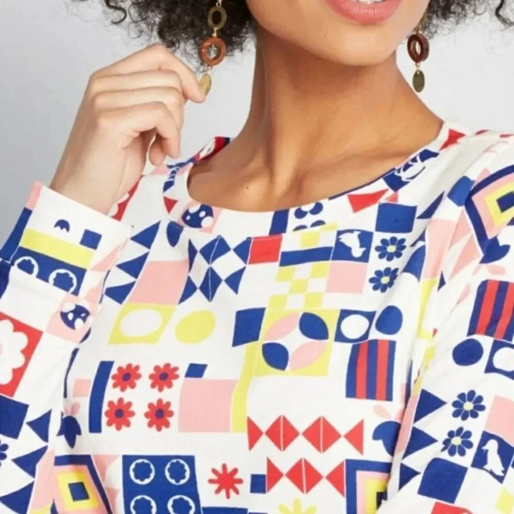 ModCloth Motif Appreciation Sweatshirt Size Medium French Terry Long Sleeve - Picture 3 of 11